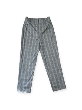 LE CHATEAU Grey & Pink Plaid High Rise Gathered Waist Straight Leg Pants Size 4